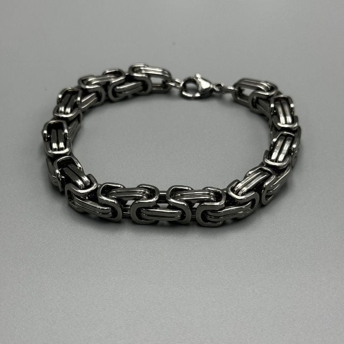 THE MEN THING 11.5mm Pure Stainless Steel Italian Mesh Link Chain Bracelet