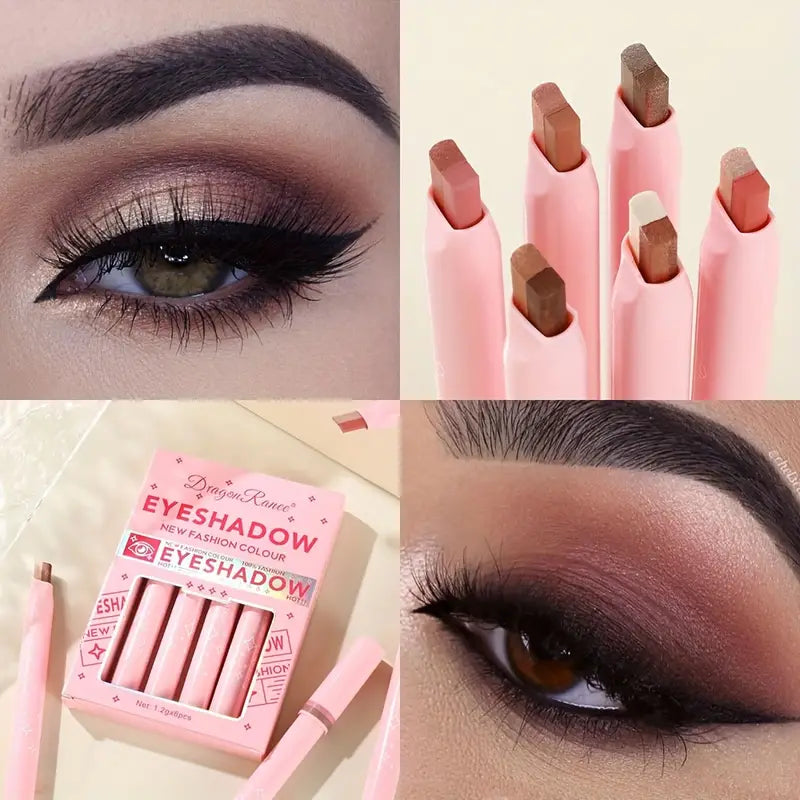 6 Colors Eyeshadow Stick Set Two Tone Cream Eye Shadow Stick