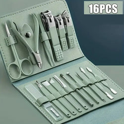 Professional Manicure Kit - 12Pcs/16pcs Stainless Steel Set with Folding Case