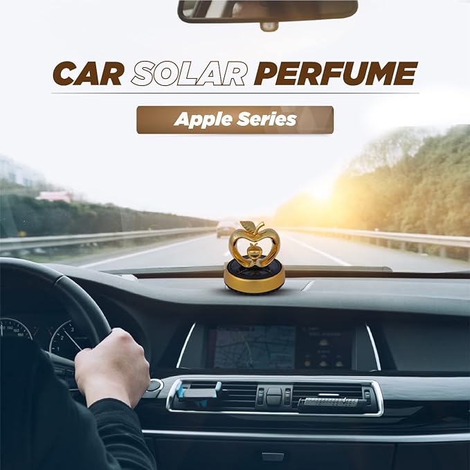 Apple car Solar Perfume air freshener car Fragrance car Solar Rotating Perfume Dashboard