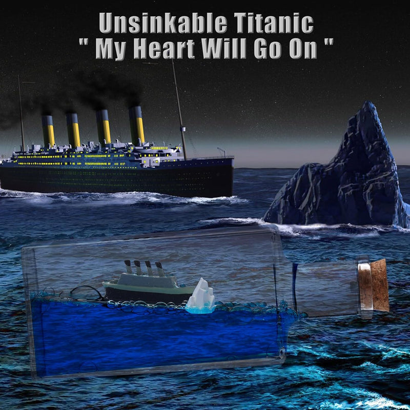 Unsinkable Titanic Cruise Ship in a Bottle