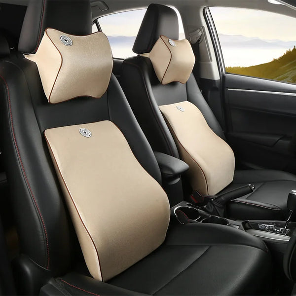 Luxurious Universal Leather-Style Neck Rest Headrest Pillow Cushion - Elegant Beige