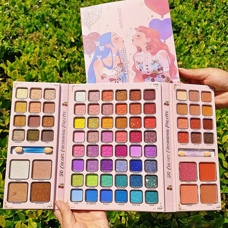 80-Color Multi-Use Makeup Palette – Matte, Glitter, Blush & Highlight