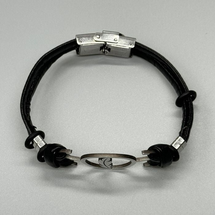 Fashion Handmade Feather Black Rubber Silver  Bracelet