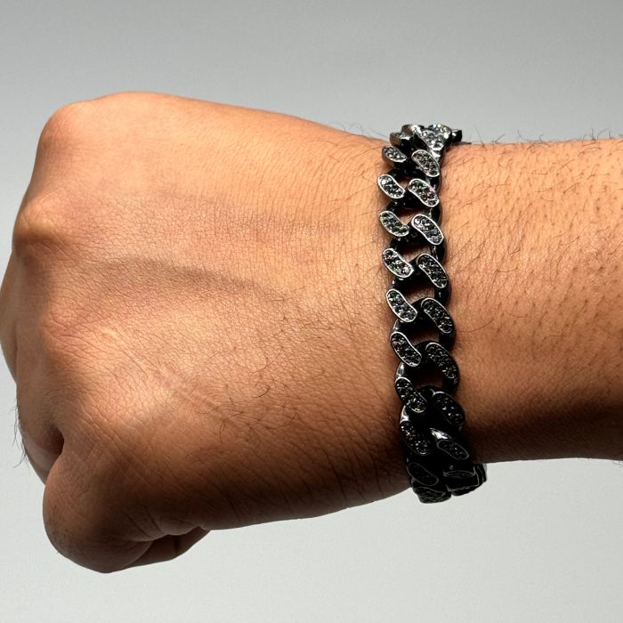 10MM Cuban Iced Out Bracelet (Black)