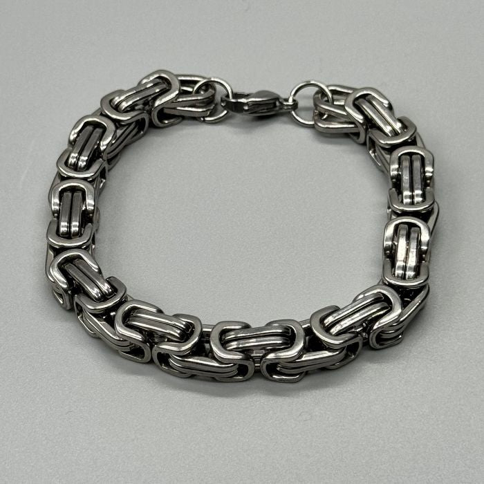 THE MEN THING 11.5mm Pure Stainless Steel Italian Mesh Link Chain Bracelet