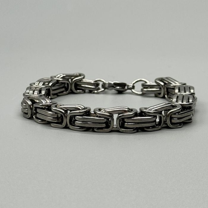 THE MEN THING 11.5mm Pure Stainless Steel Italian Mesh Link Chain Bracelet