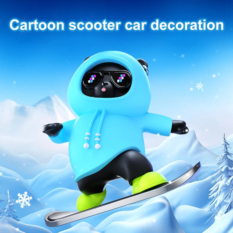 New Upgraded Panda Dashboard Ornaments Silent Sliding Skateboard Car Decoration Moving Bear