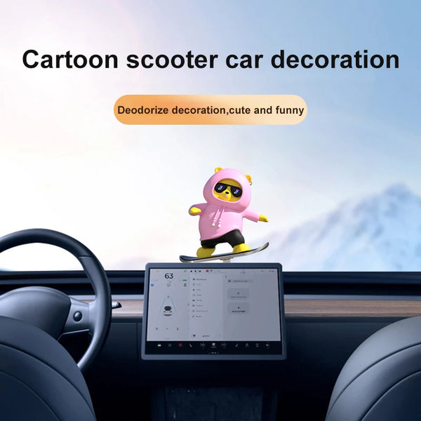 New Upgraded Panda Dashboard Ornaments Silent Sliding Skateboard Car Decoration Moving Bear