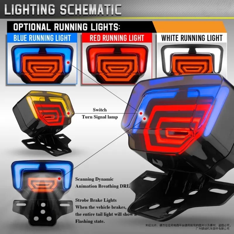 Motorcycle LED Tail Light Brake Stop Light and indicators for Honda 125 / 70