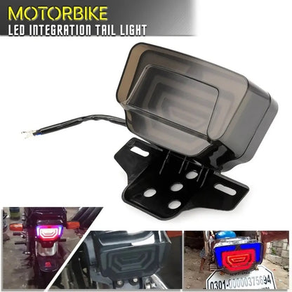 Bike Headlight &Taillight with Red/Blue Strip For 125/ 70 cc Bikes