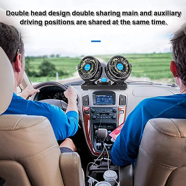 SOGO Dual Head Car Dashboard Fan 12V with 360° Rotation | 12-Volt Car Fan