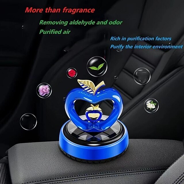 Apple car Solar Perfume air freshener car Fragrance car Solar Rotating Perfume Dashboard