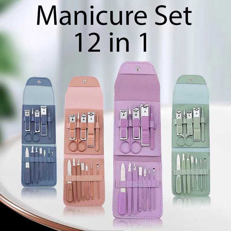 Professional Manicure Kit - 12Pcs/16pcs Stainless Steel Set with Folding Case